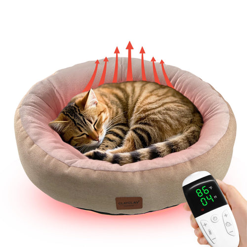 CozyAmp Heated Cat Bed, Round 20in - Washable with Timer