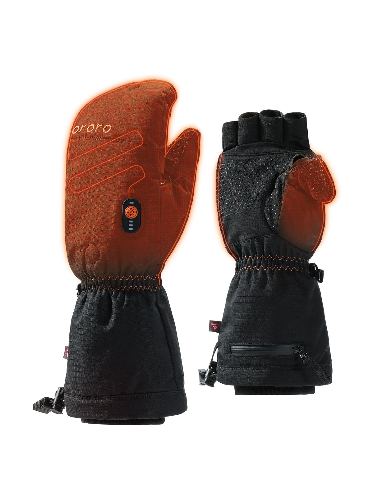CozyAmp Heated Convertible Mittens - Flip-Top Fingerless